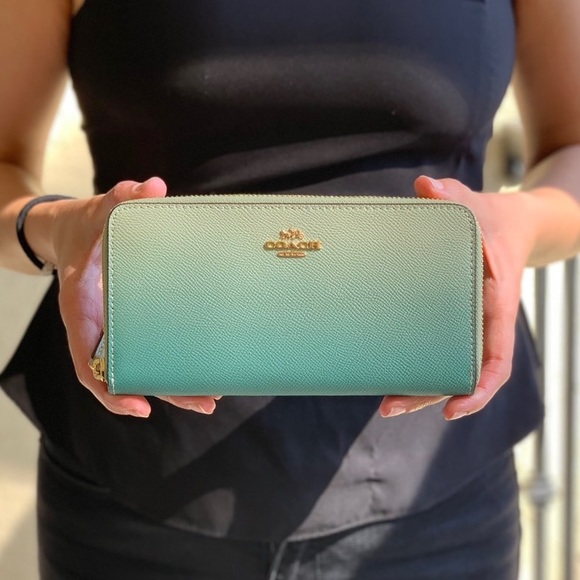 Coach Handbags - Coach Green Ombre Accordion Zip Around Wallet